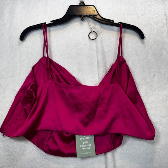 H&M Crop Top Womens Size XXL Fuschia Pink Satin Feminine Barbie Y2K Whimsigoth - Picture 8 of 8